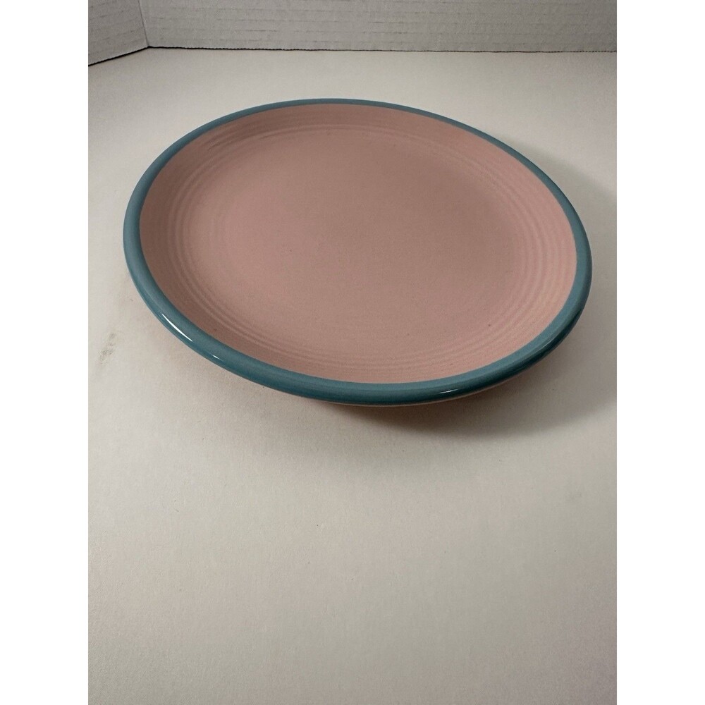 Rio Century Stoneware Vintage Salad Plate Pink Blue Trim Retro